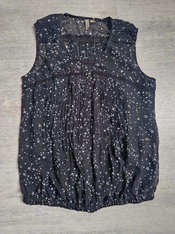 Top débardeur voile noir avec étoiles blanches Spot 36