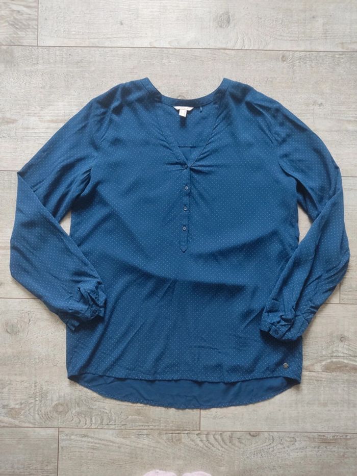Blouse manches longues bleu marine à pois blancs taille 38 Esprit - photo numéro 9
