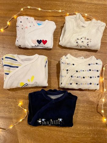 Lot de 5 pyjamas velours en 1 mois