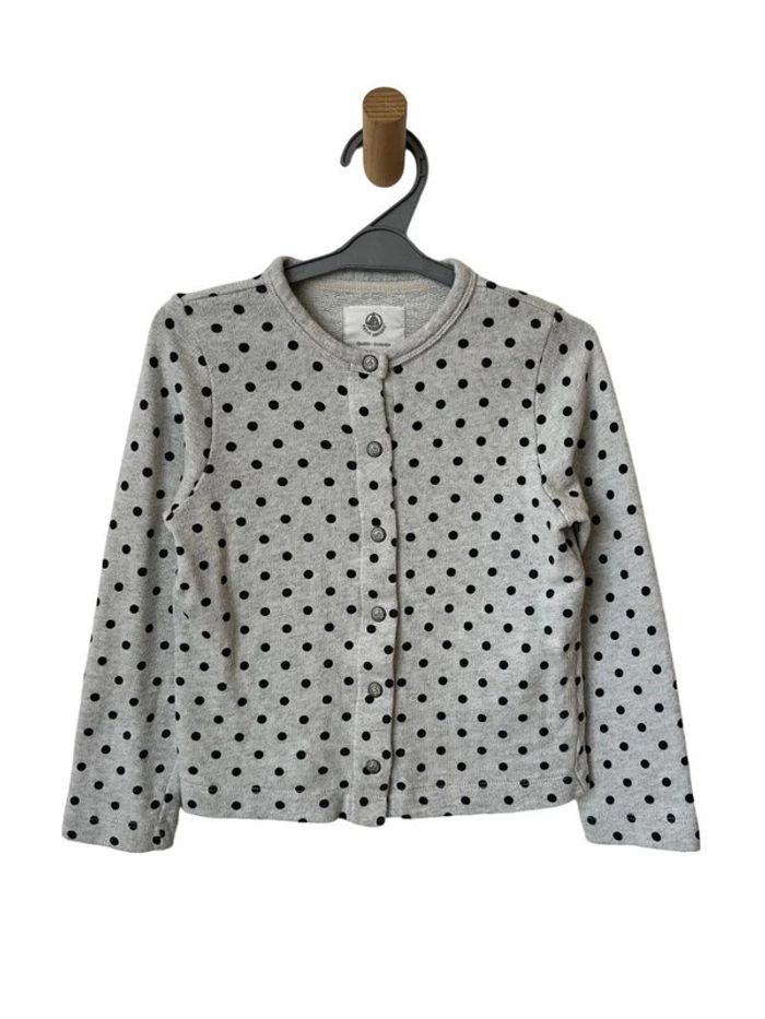 Cardigan gris clair à pois noirs - Petit Bateau 6 ans