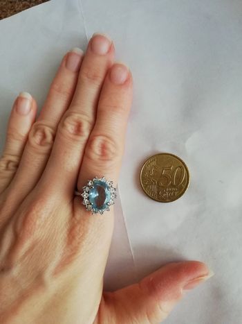 Sublime bague vintage plaquée rhodium topaze