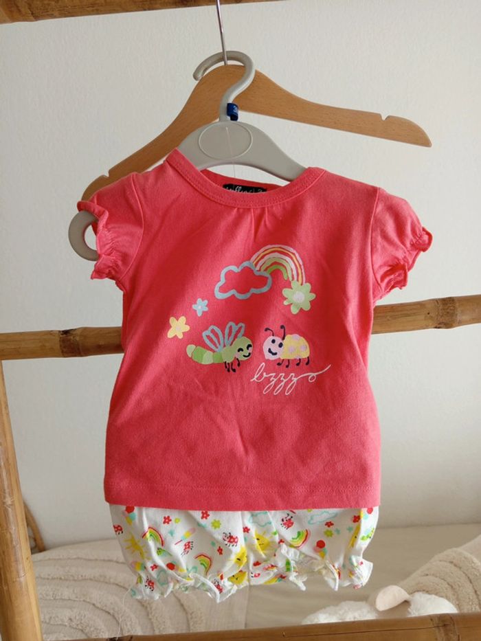 Ensemble short et t-shirt effet combishort bébé fille 3 mois neuve
