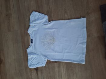 T-shirt blanc manches courtes sequins Okaïdi 10 ans