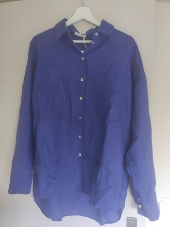 Oysho chemise en lin bleu violet M