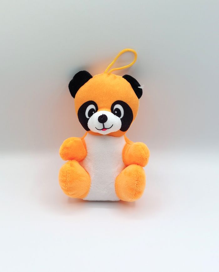 Peluche doudou ours orange blanc noir PLUCHON 16 cm TTBE