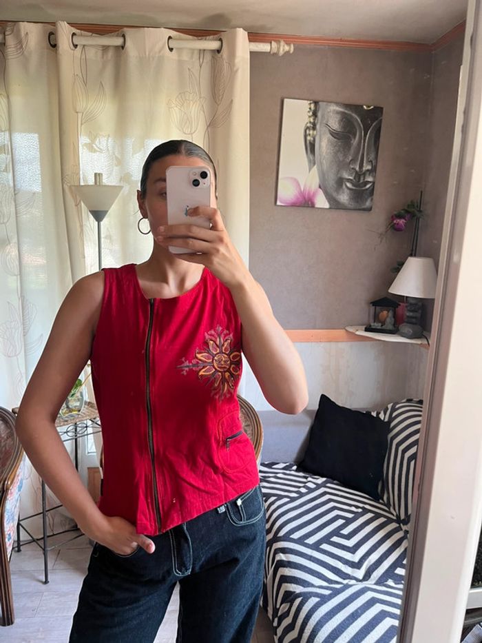 Top asymétrique à zip Népal bohème champêtre y2k 2000yer - photo numéro 2