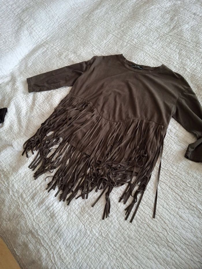 T-Shirt franges kaki Bershka taille M - photo numéro 7