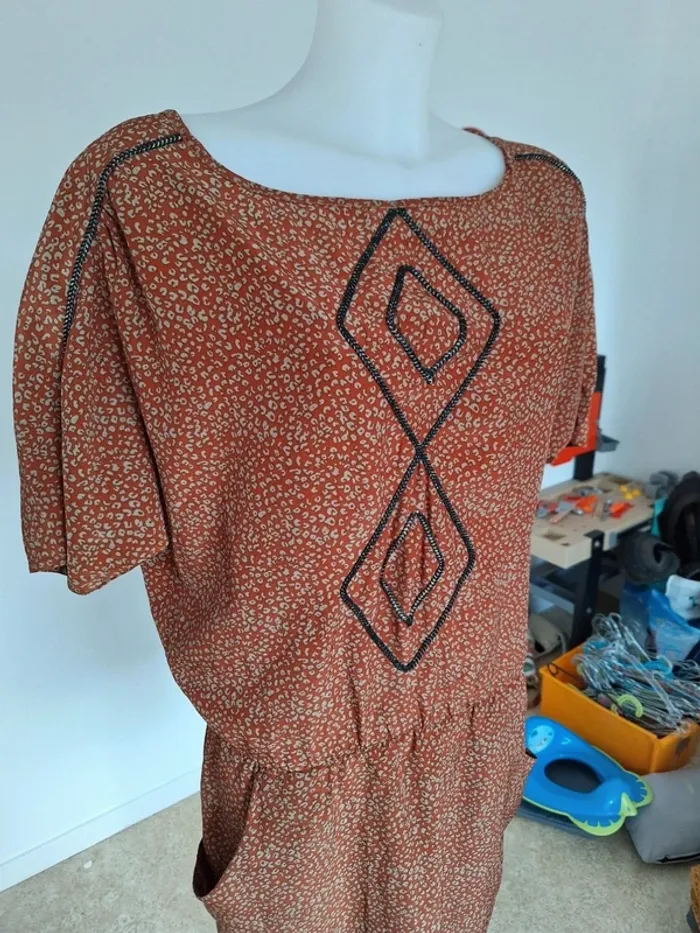 Magnifique robe marron avec poche M - photo numéro 2