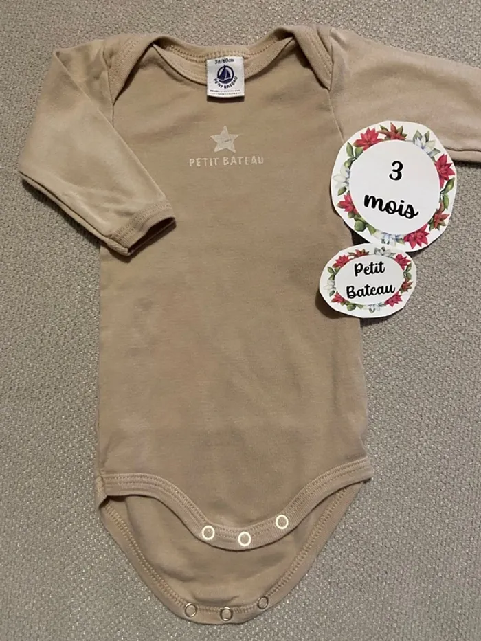 Body manches longues petit bateau 3 mois - photo numéro 3