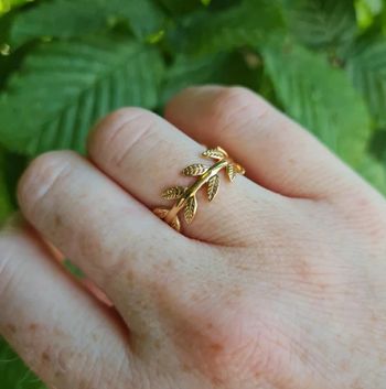 Bague feuille de laurier plaqué or taille 56