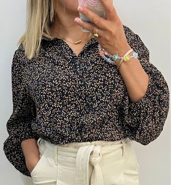 🌿Chemise noire imprimé pois beiges Vila Taille 38