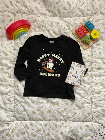 teeshirt manches logues noir impression devant tape à l'oeil 3 ans