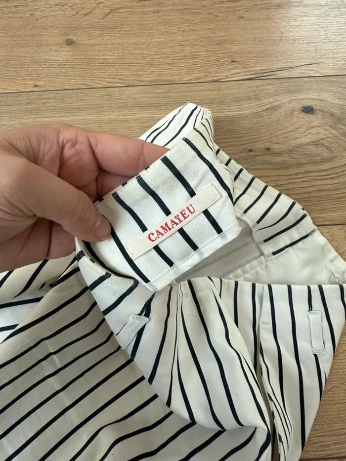 Short blanc à rayures, femme Camaïeu taille 42 - photo numéro 7