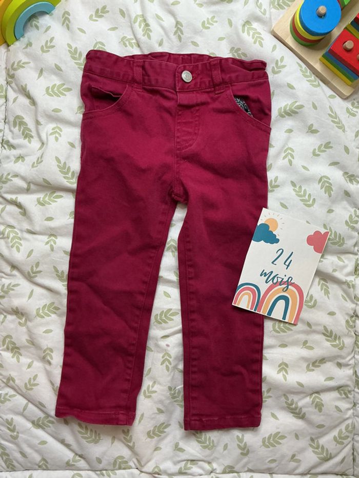 pantalon natalys couleurs prune 24 mois taille réglable - photo numéro 2