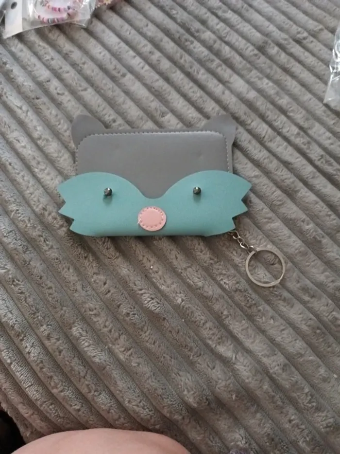 Porte monnaie bleu chat