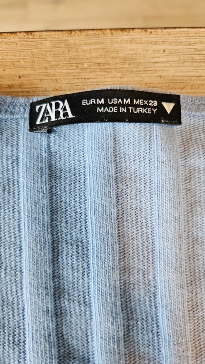 Ensemble croc top et jupe longue cotellé, bleu clair, Zara, taille M - photo numéro 5