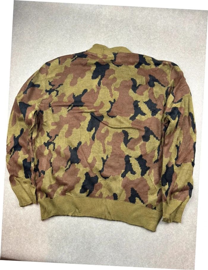 Pull vintage à motif ethnic militaire vert marron - photo numéro 2