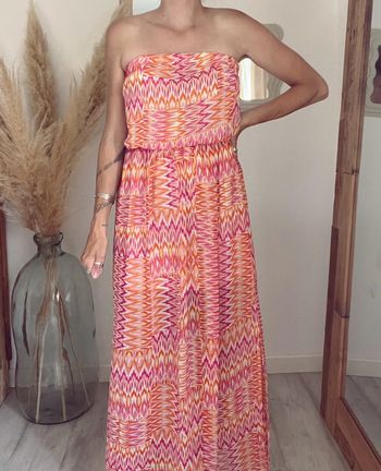 Robe longue bustier multicolore voilage – Taille S/M