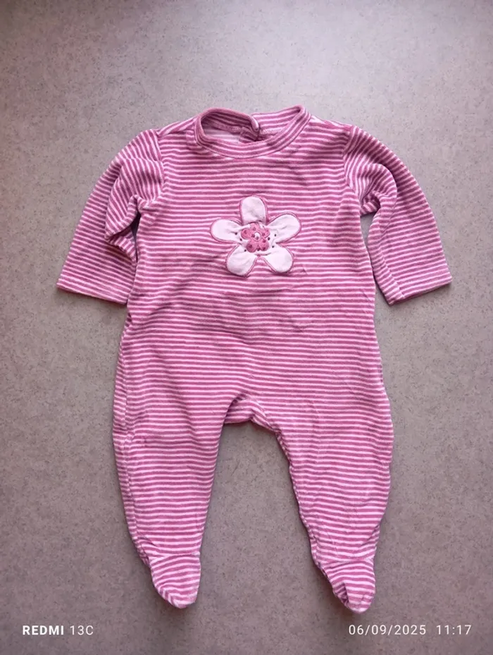 Pyjama velours 9mois canari baby
