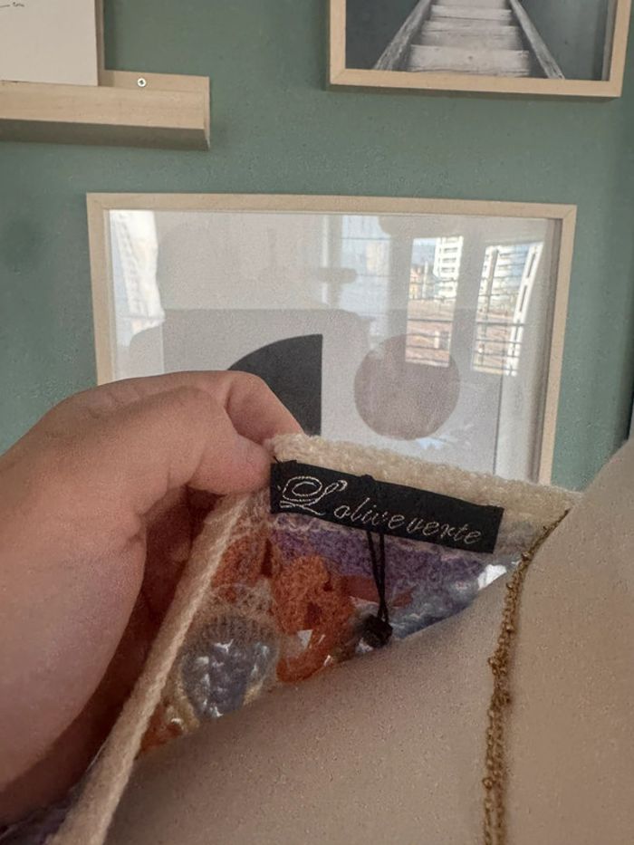 Pull en maille crochet transparent laine artificielle taille M/L orange lilas beige - photo numéro 3