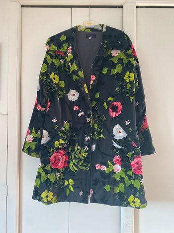 Manteau en velour Kenzo noir et fleurs 40