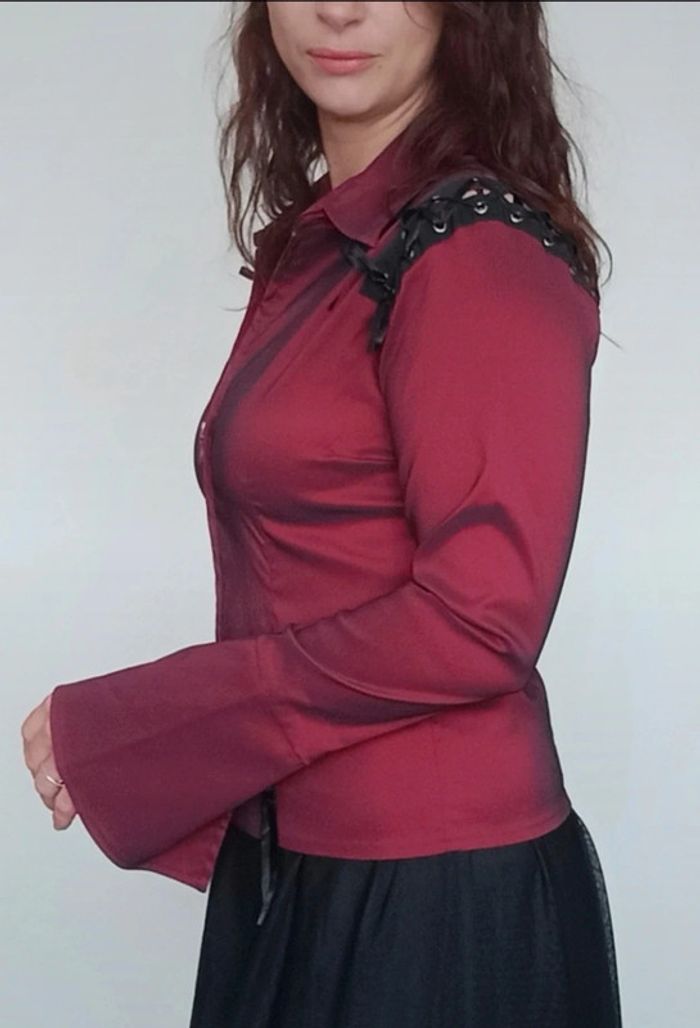 Chemise stretch irisée bordeaux taille 40 - photo numéro 6