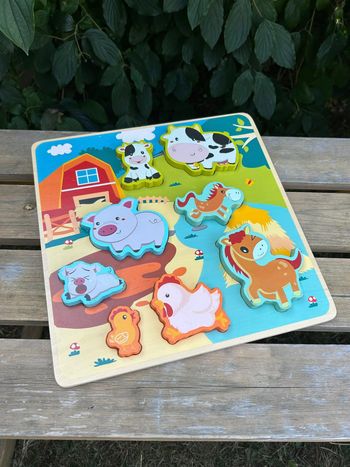 Puzzle en bois 8 pièces - Animaux en relief