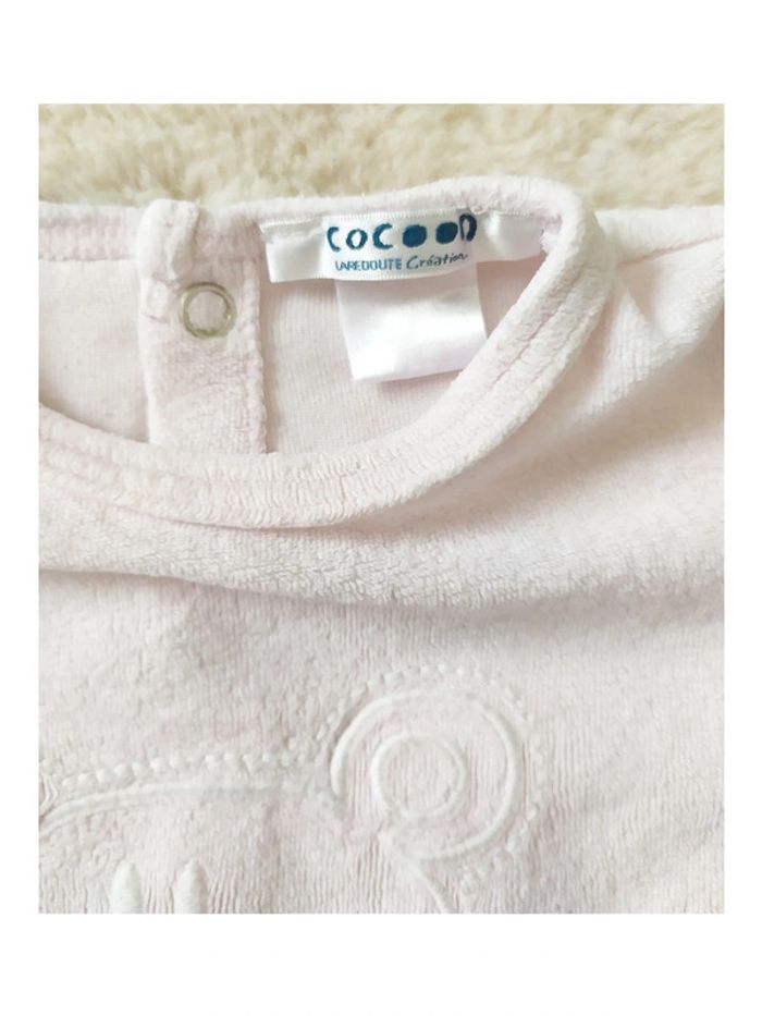 Pyjama bébé grenouillère rose pâle Cocoon La Redoute taille 3 mois en velours - photo numéro 2