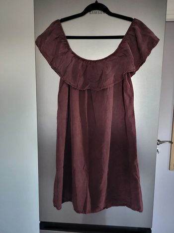 Robe col bateau prune