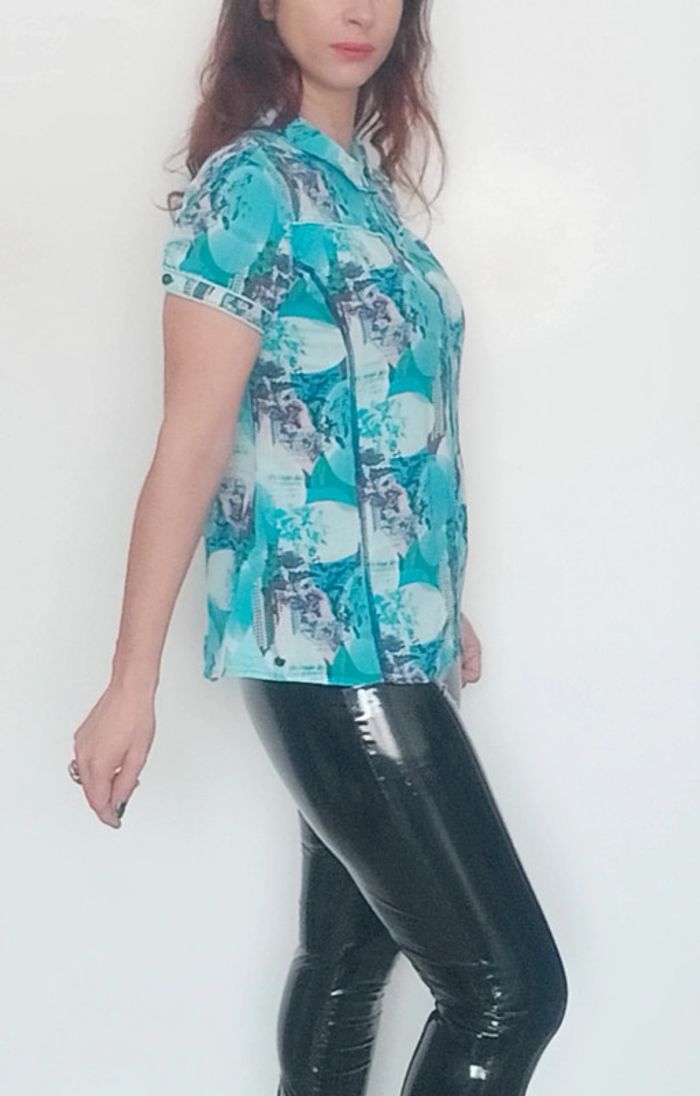 Chemise manches courtes tons bleus taille 36 - photo numéro 7