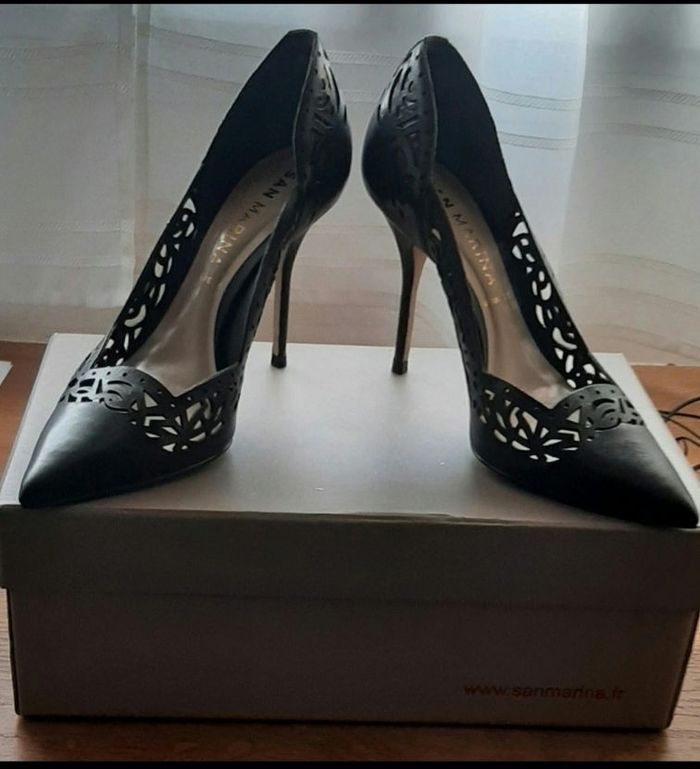 Escarpins San Marina modèle NATA - Noir Cuir - Pointure 36