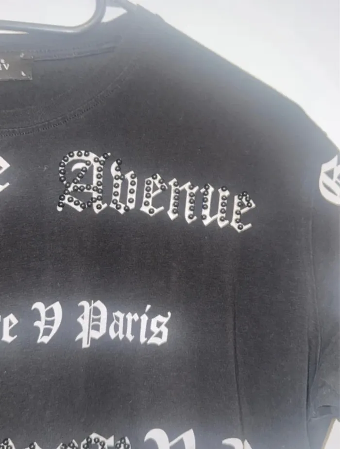 T-shirt Homme Noir – Avenue Georges V Paris – Taille L - photo numéro 3