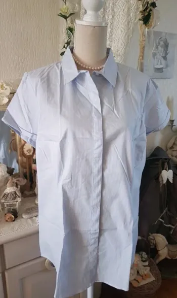 Chemise rayée bleu ciel/blanc Kiabi T 48 Neuve