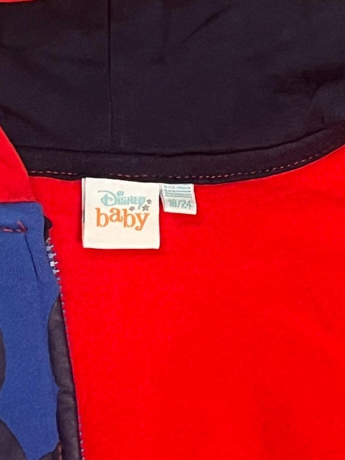 Sweat à capuche Disney Mickey – rouge & bleu – 18/24 mois – coton - photo numéro 2