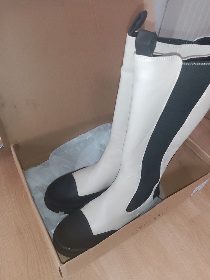 Botte femme beige et noir - photo numéro 2