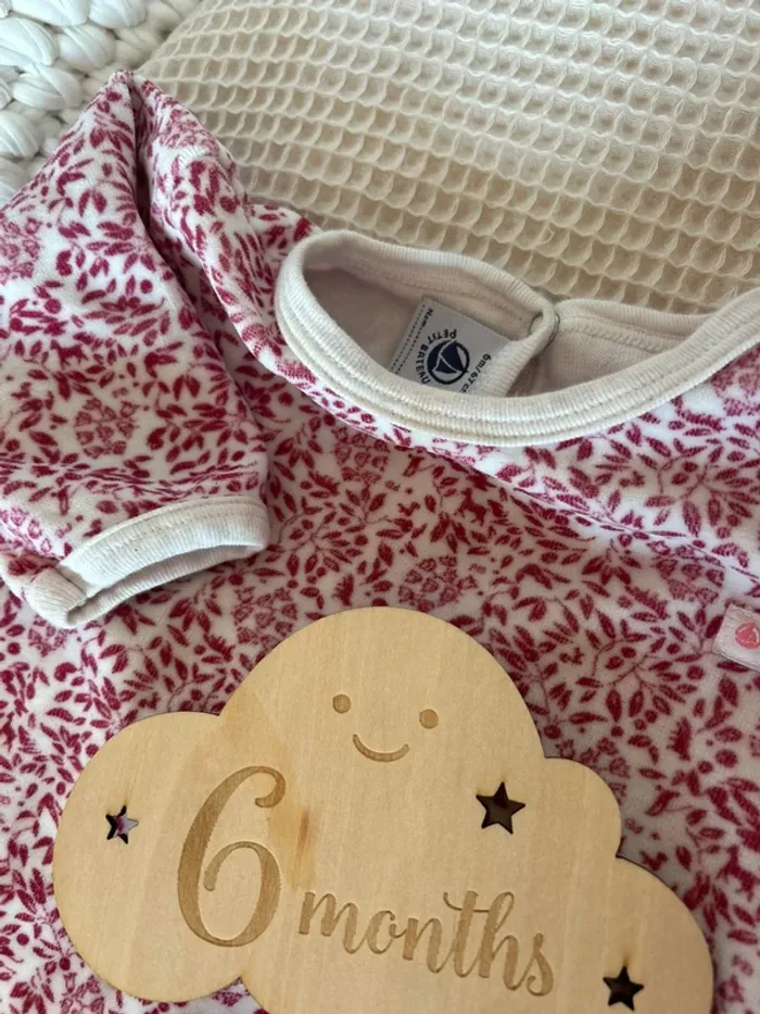 Pyjama petit bateau fleur rose 6mois - photo numéro 3