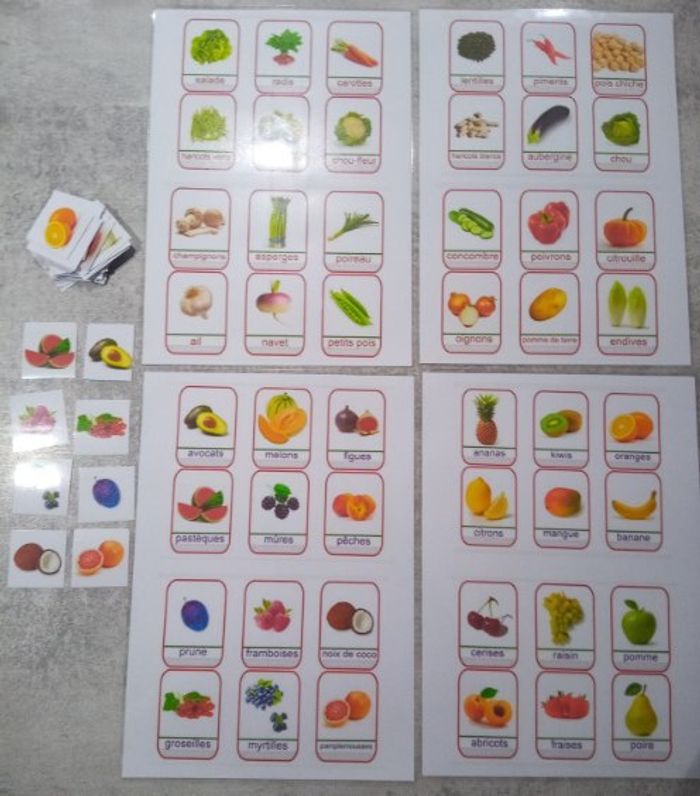 Loto memory fruits et légumes pictogrammes