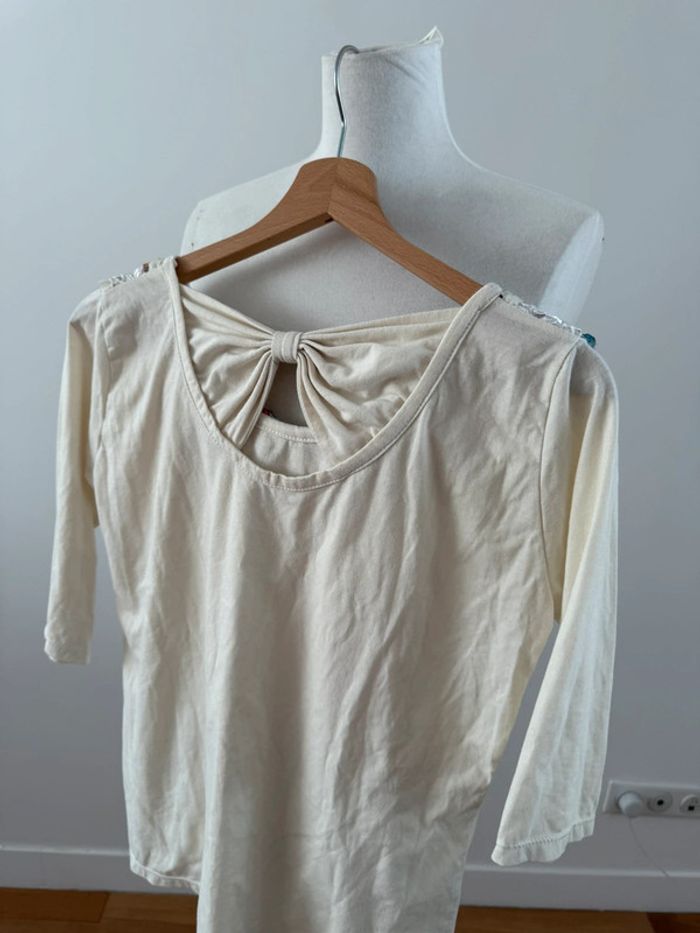 Joli haut col dentelle vintage S/36 - photo numéro 3