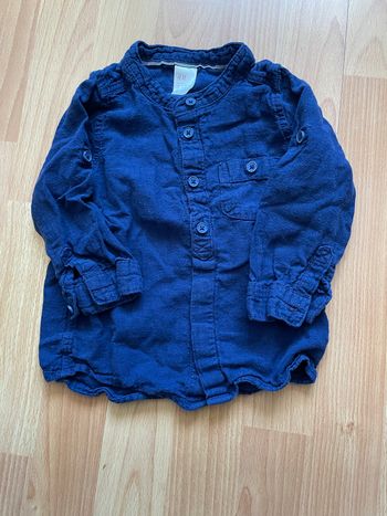 Chemise col mao bleu