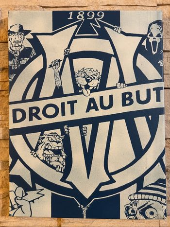 Tableau OM “Droit au but” version cartoon en toile 30x40cm