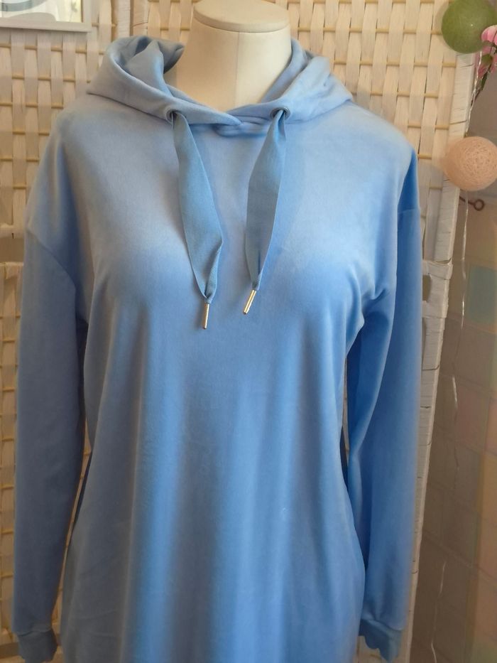 Robe sweat à capuche bleu ciel velours Esmara femme TM / 38 /40 - photo numéro 3