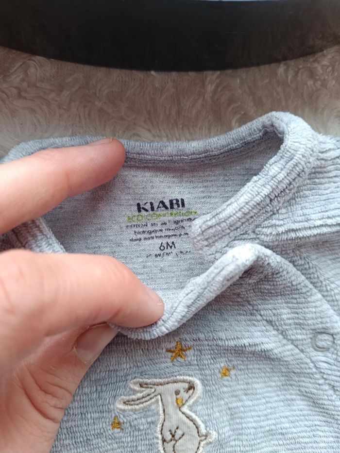 Pyjama grenouillère velours Mixte 6 mois Lapin étoile Kiabi Eco conception coton bio - photo numéro 5