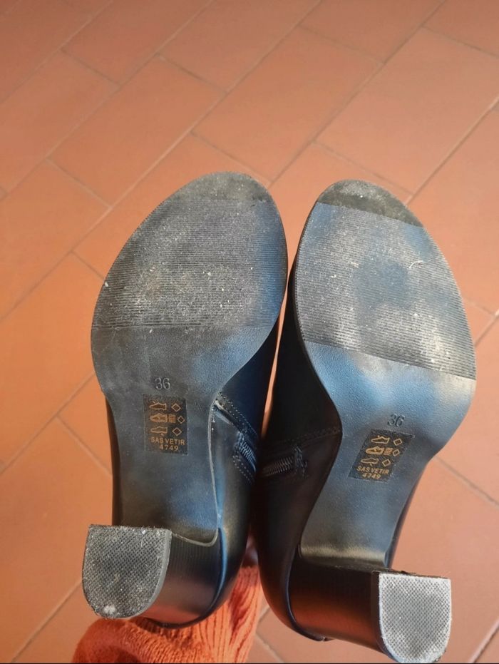Bottines à talon noires en cuir 36 - photo numéro 5