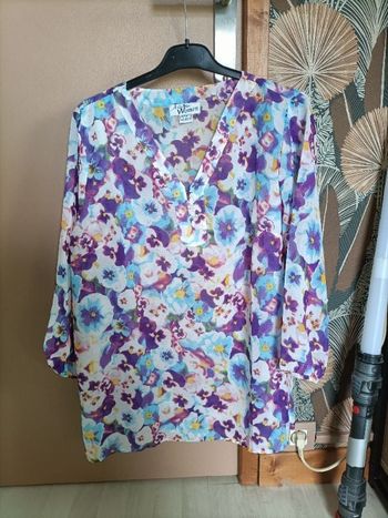 Chemisier fluide à motif fleur multicolore