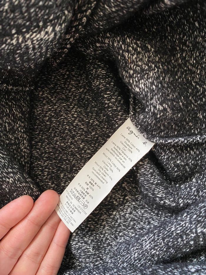 Manteau veste long en laine gris et noir Agnès B (NEUF) - photo numéro 5