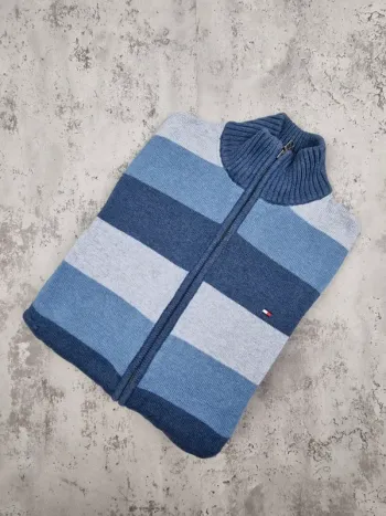 Gilet zippé rayé Tommy Hilfiger bleu, S Hommes (mesures en photos)