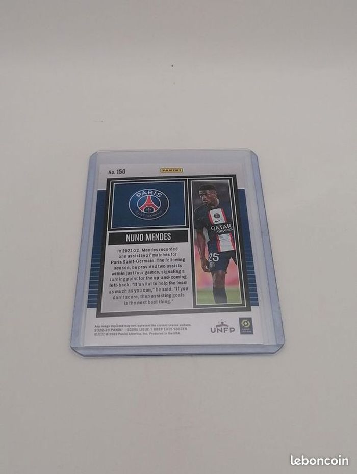 Carte Panini score Ligue 1 2022-23 Nuno Mendez n°150. - photo numéro 3