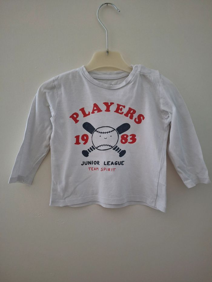 t-shirt manches longues tex baby blanc 23mois