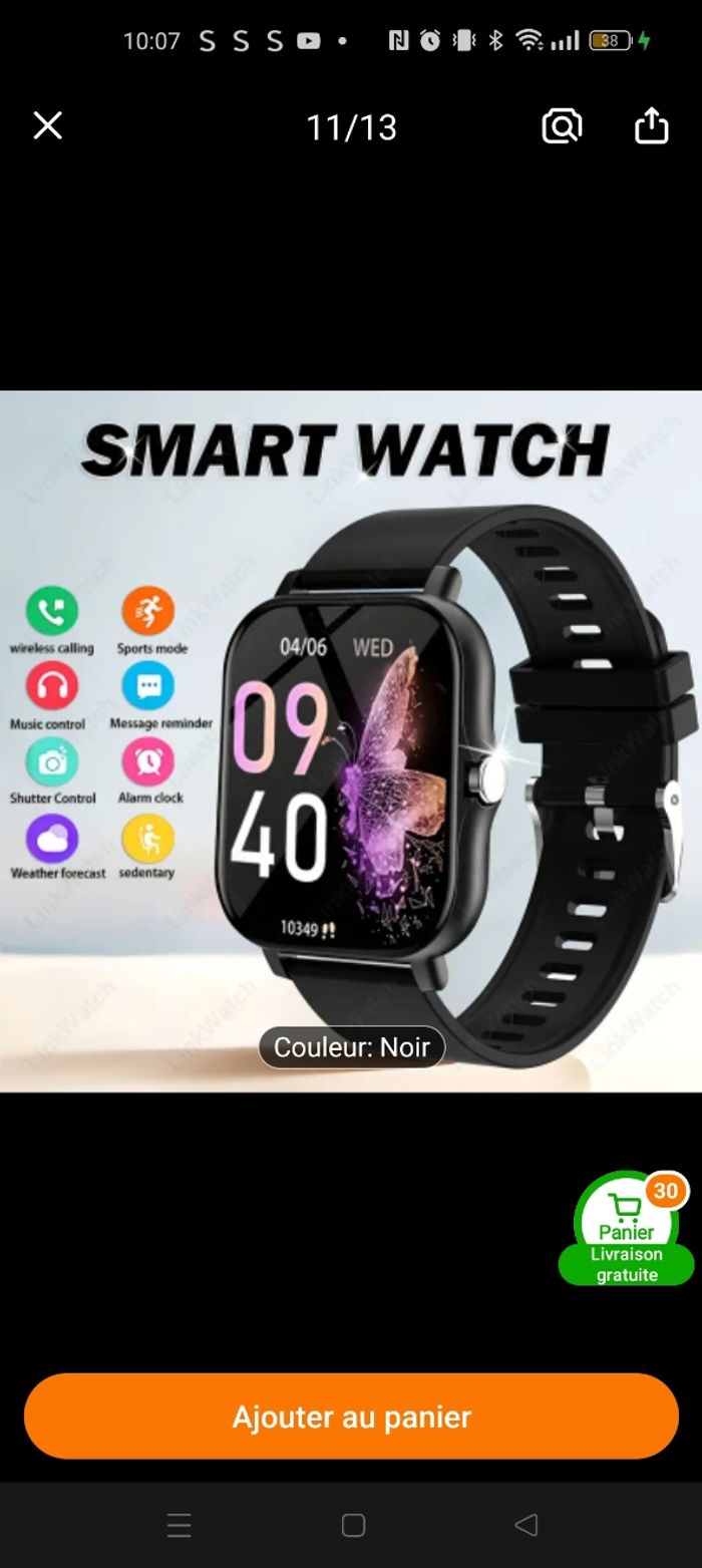Montre connectée noir