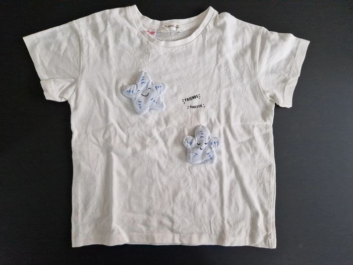 Tee-shirt manches courtes garçon Mango blanc mer 104 cm